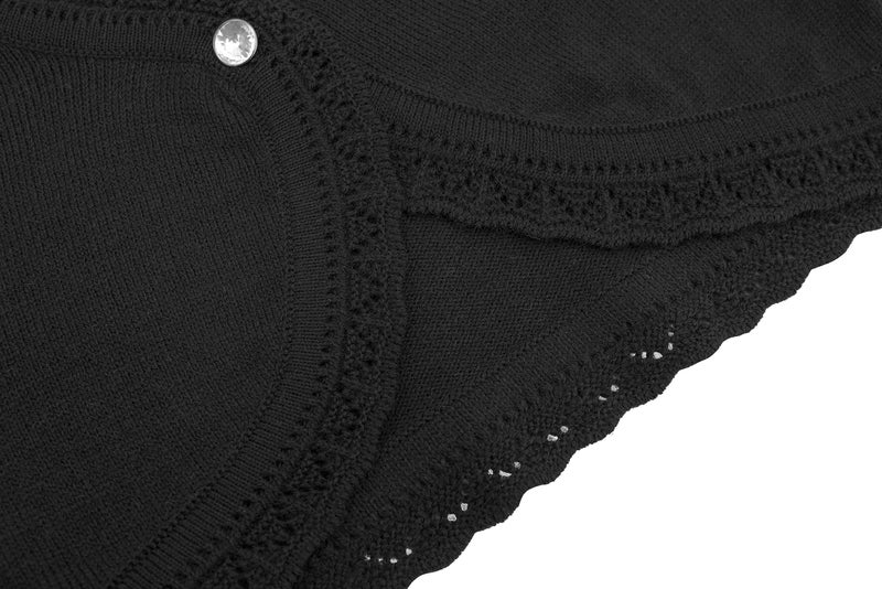 Lilax Baby Girls' Knit Long Sleeve Button Closure Bolero Cardigan Shrug 9-12 Months Black - Image 5